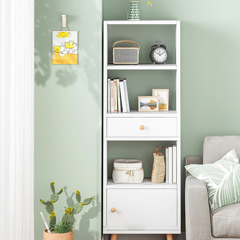 Engineered Wood Standard Bookshelf Matte Finish Shelf Bookcase with Doors