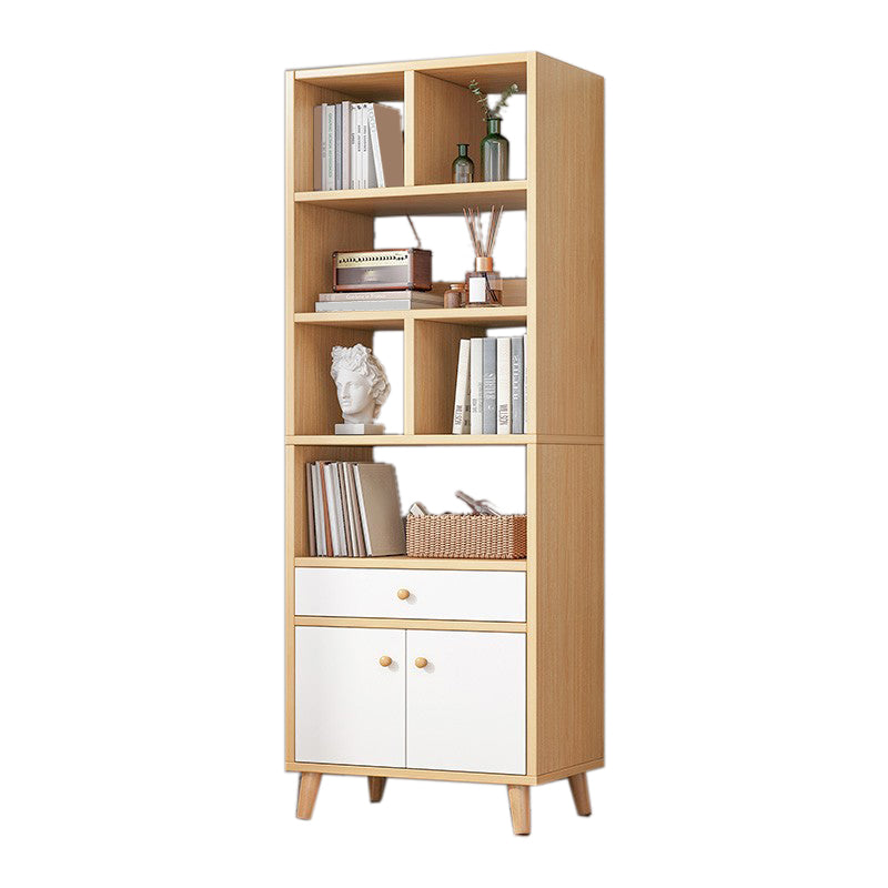 Engineered Wood Standard Bookshelf Matte Finish Shelf Bookcase with Doors