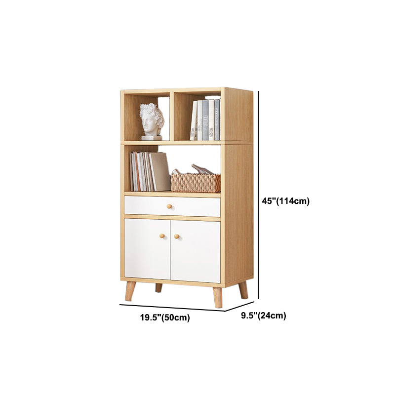 Engineered Wood Standard Bookshelf Matte Finish Shelf Bookcase with Doors