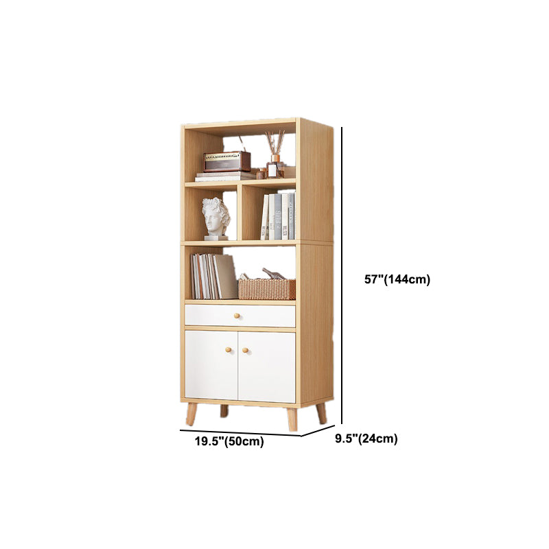 Engineered Wood Standard Bookshelf Matte Finish Shelf Bookcase with Doors