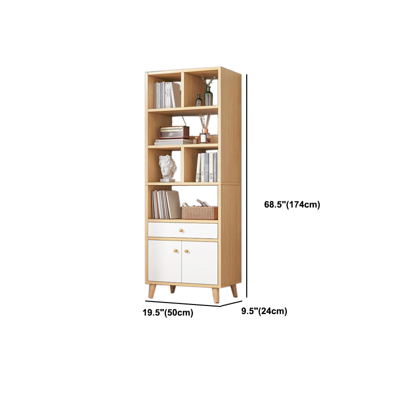 Engineered Wood Standard Bookshelf Matte Finish Shelf Bookcase with Doors