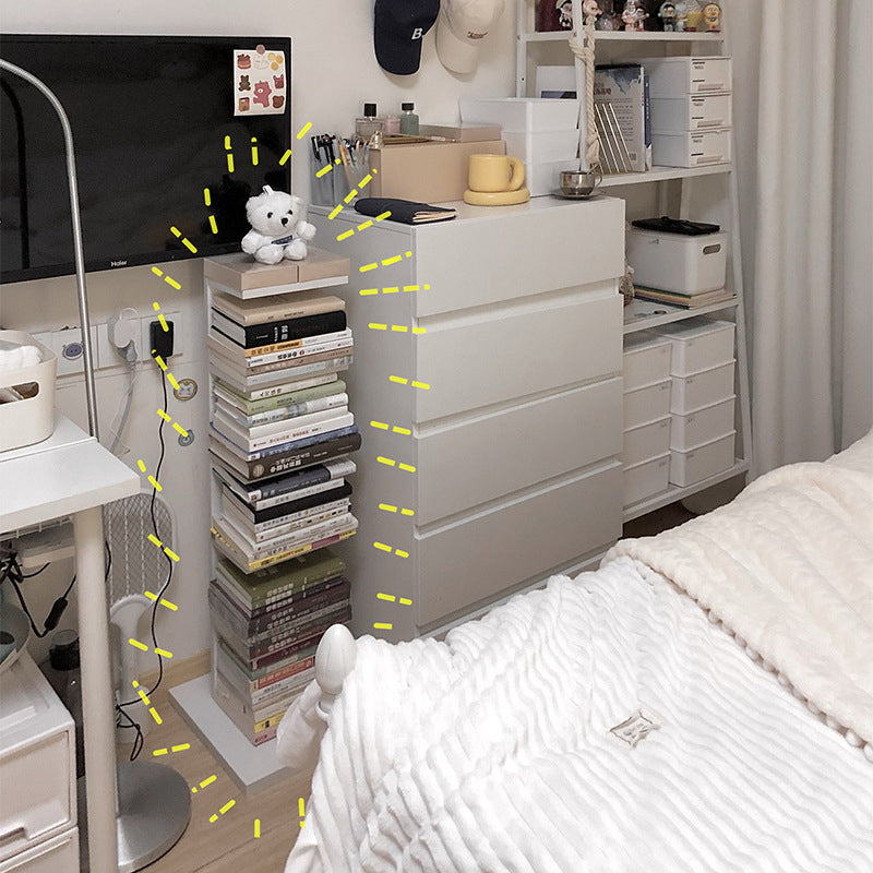 Contemporary Vertical Wooden Book Shelf Closed Back Home Shelf Bookcase