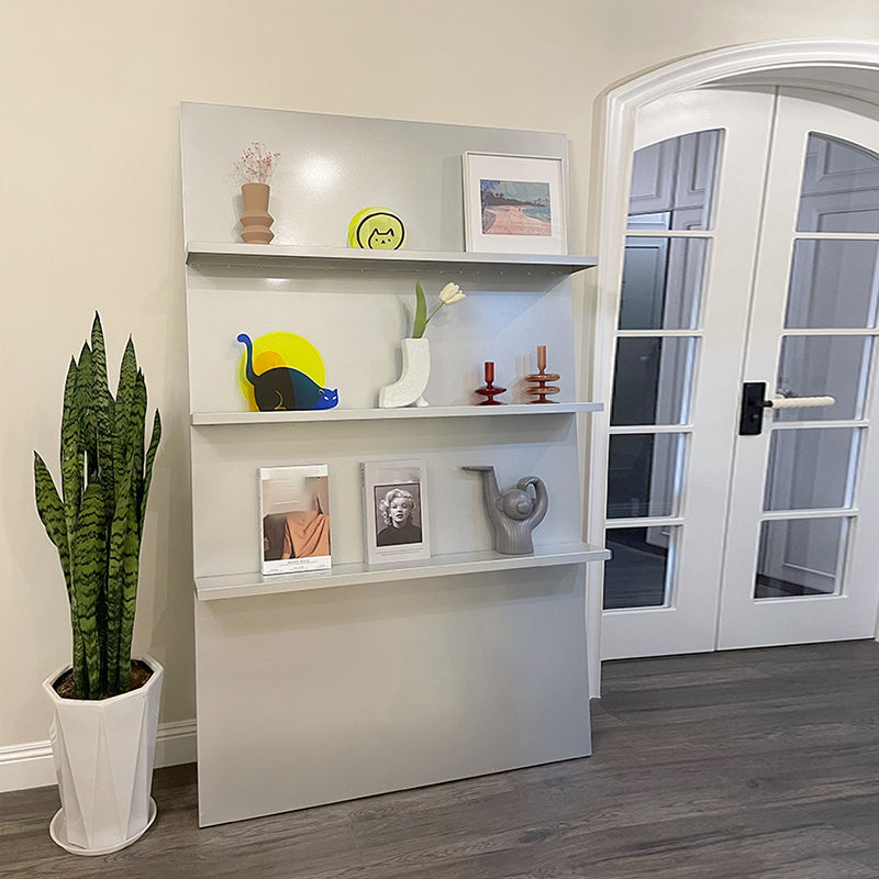 3 Shelf Metal Bookshelf Contemporary Shelves Included Bookcase in White and Silver