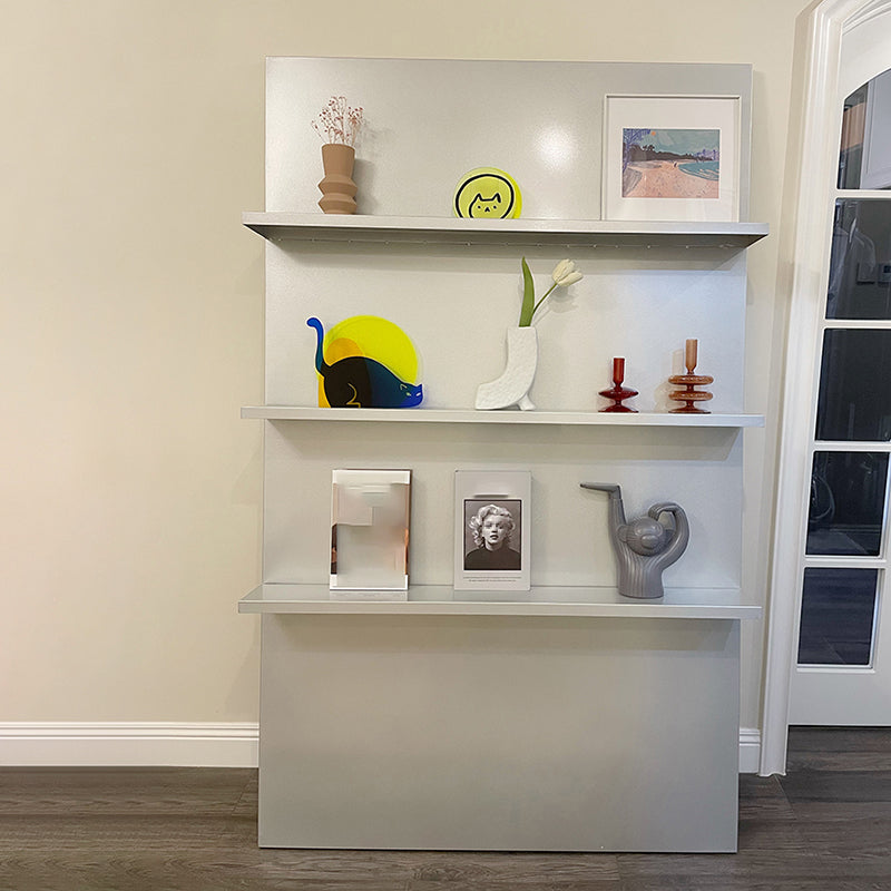 3 Shelf Metal Bookshelf Contemporary Shelves Included Bookcase in White and Silver