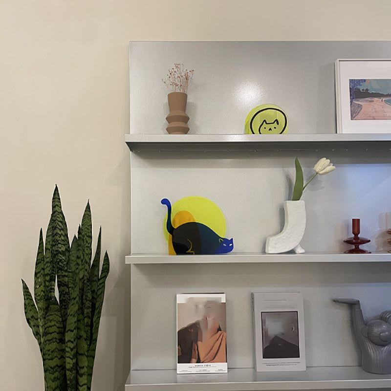 3 Shelf Metal Bookshelf Contemporary Shelves Included Bookcase in White and Silver