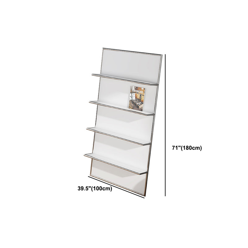 3 Shelf Metal Bookshelf Contemporary Shelves Included Bookcase in White and Silver