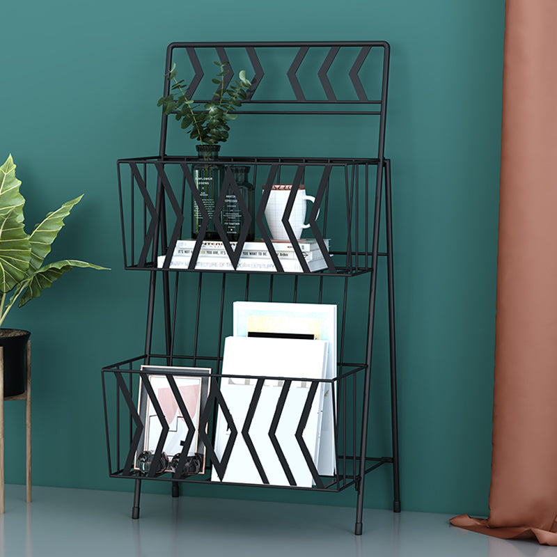 Metal 2 Shelf Book Shelf 13.4" W Modern Book Shelf Closed Back Vertical