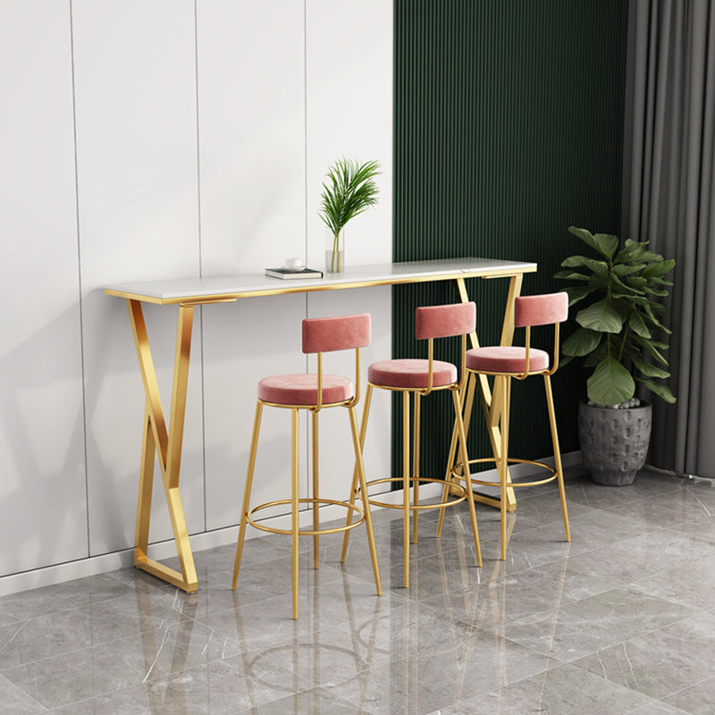 Glam Style Stone Bar Table Double pedestal Bar Dining Table for Indoor