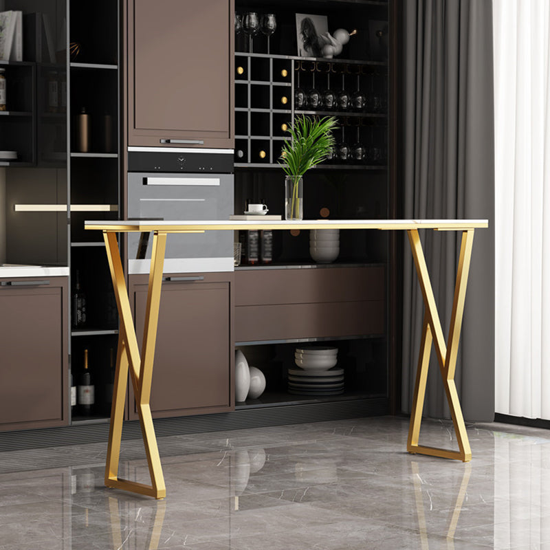 Glam Style Stone Bar Table Double pedestal Bar Dining Table for Indoor