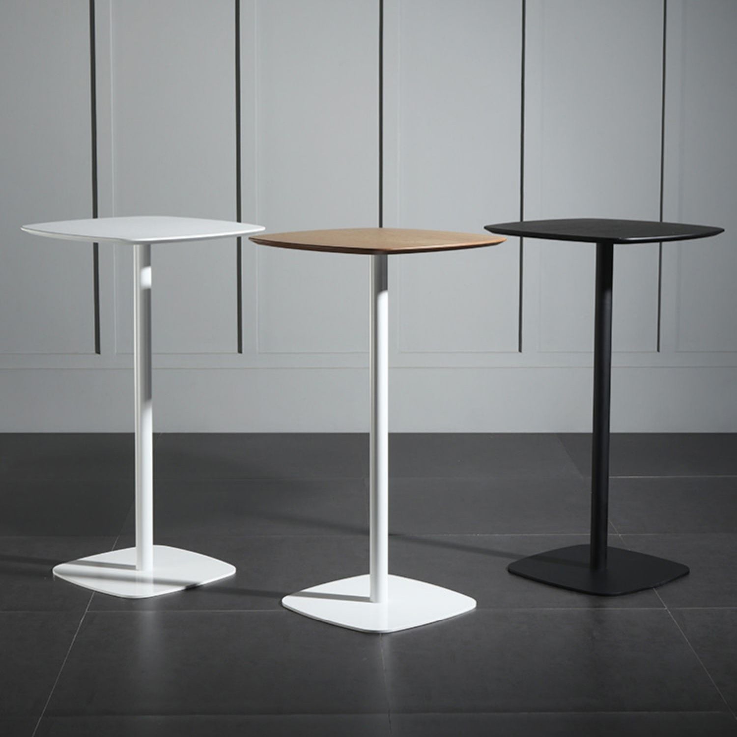 Industrial Square Bar Table 40.5-inch Height Artificial Wood Bistro Table with Pedestal