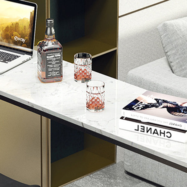 Modern Rectangle Bar Table Stone Bar Dining Table with Footrest