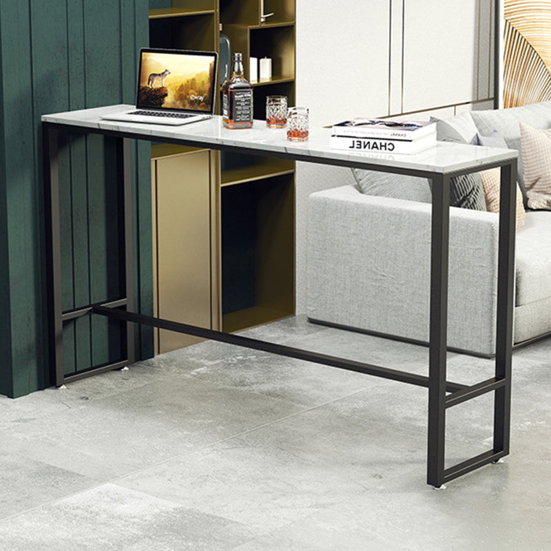Modern Rectangle Bar Table Stone Bar Dining Table with Footrest