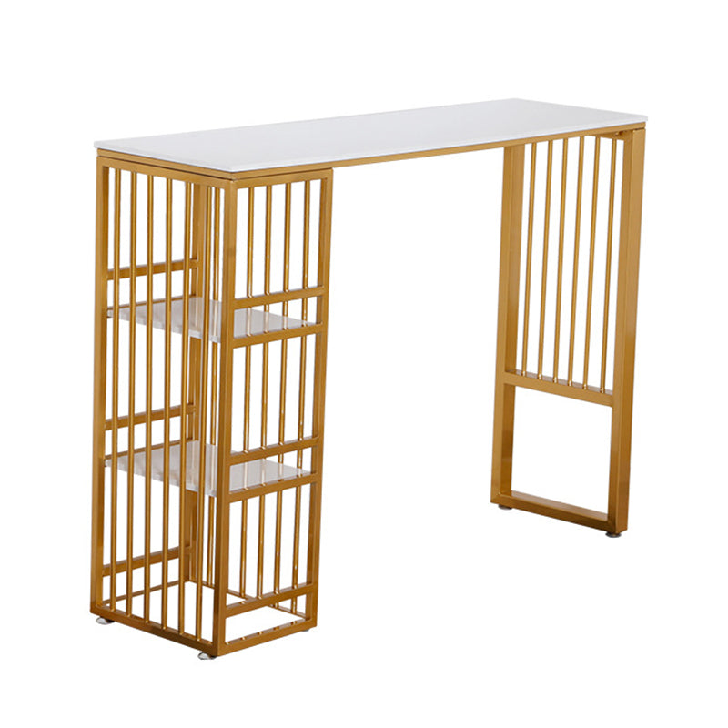 Bar Height Pub Table Glam Style Rectangle Bar Table with Stone Top