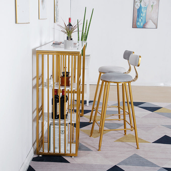 Bar Height Pub Table Glam Style Rectangle Bar Table with Stone Top