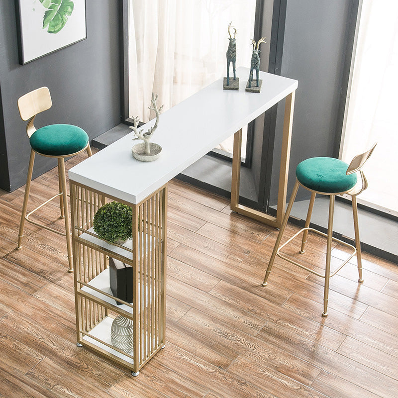 Glam Style Rectangle Bar Table Solid Wood Bar Dining Table with Storage