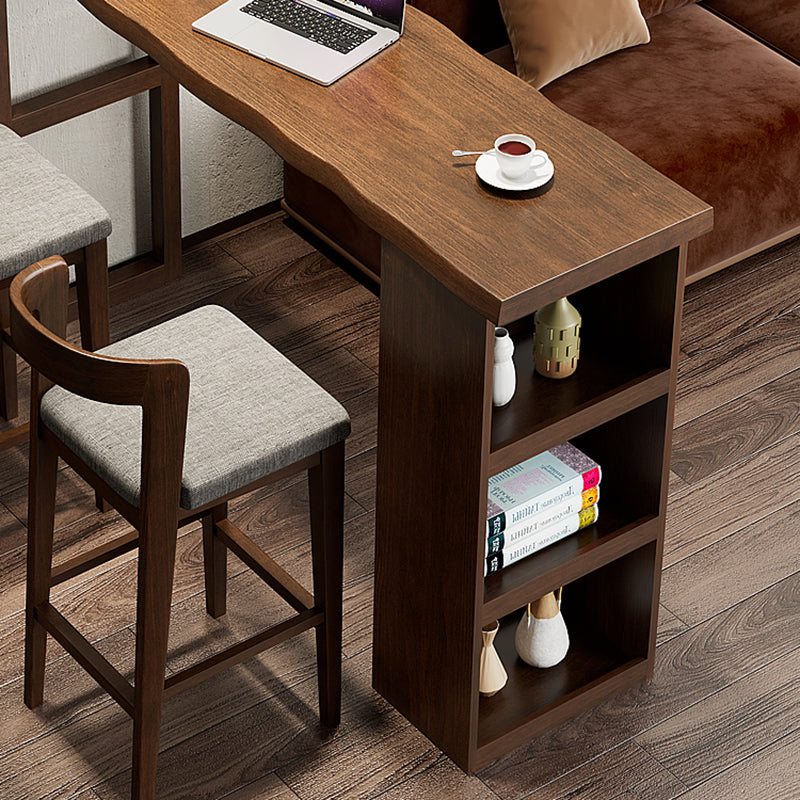 Modern Rectangle Bar Table Pine Solid Wood Bar Dining Table with Storage