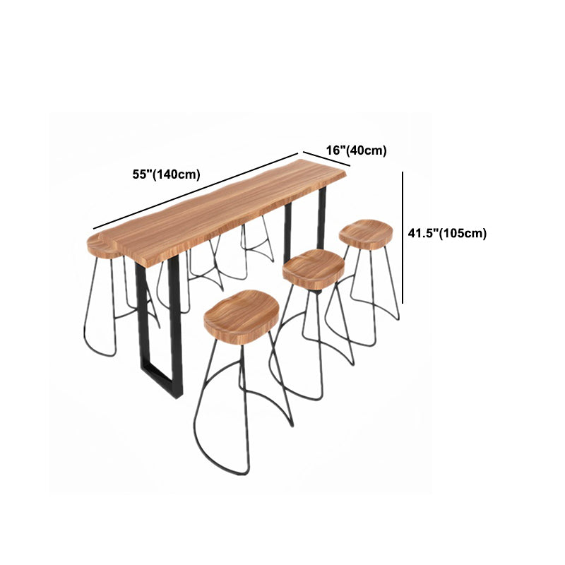 Industrial Style Rectangle Bar Table Solid Wood Bar-Height Bar Dining Table