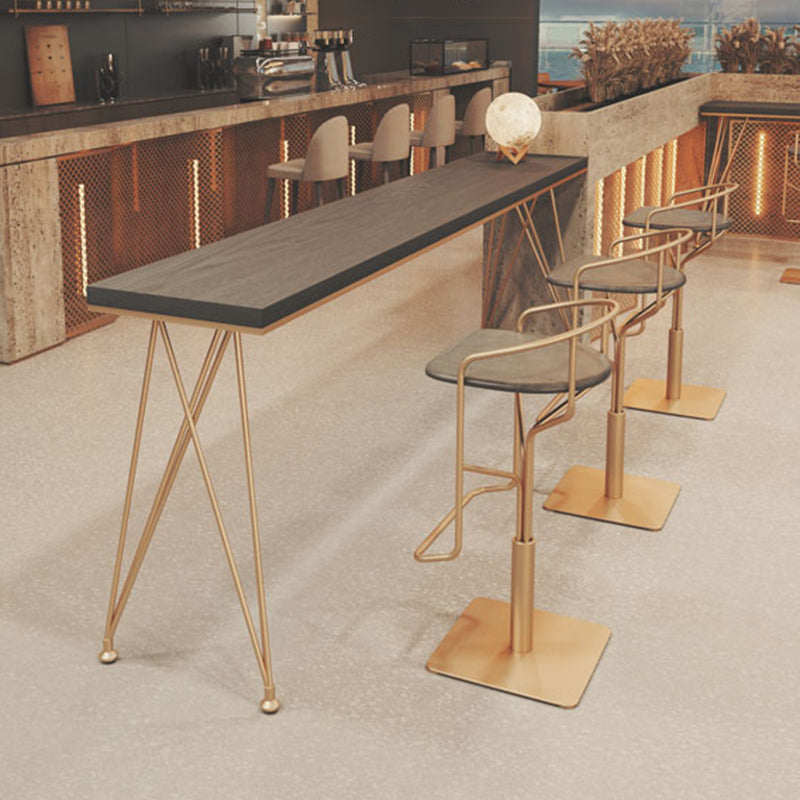 Glam Style Rectangle Bar Table Solid Wood 4 Legs Bar Wine Table