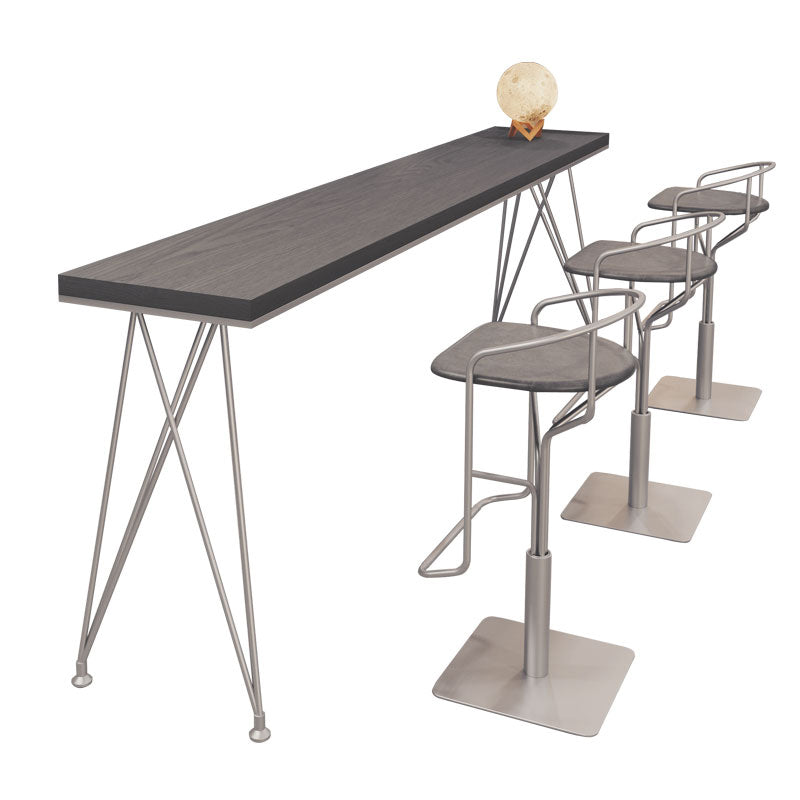 Glam Style Rectangle Bar Table Solid Wood 4 Legs Bar Wine Table