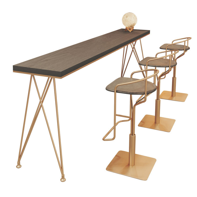 Glam Style Rectangle Bar Table Solid Wood 4 Legs Bar Wine Table