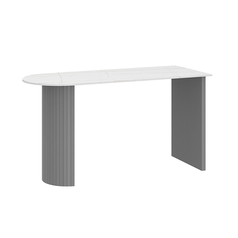 Modern White Bar Height Table Specialty Bar Wine Table with Double Pedestal