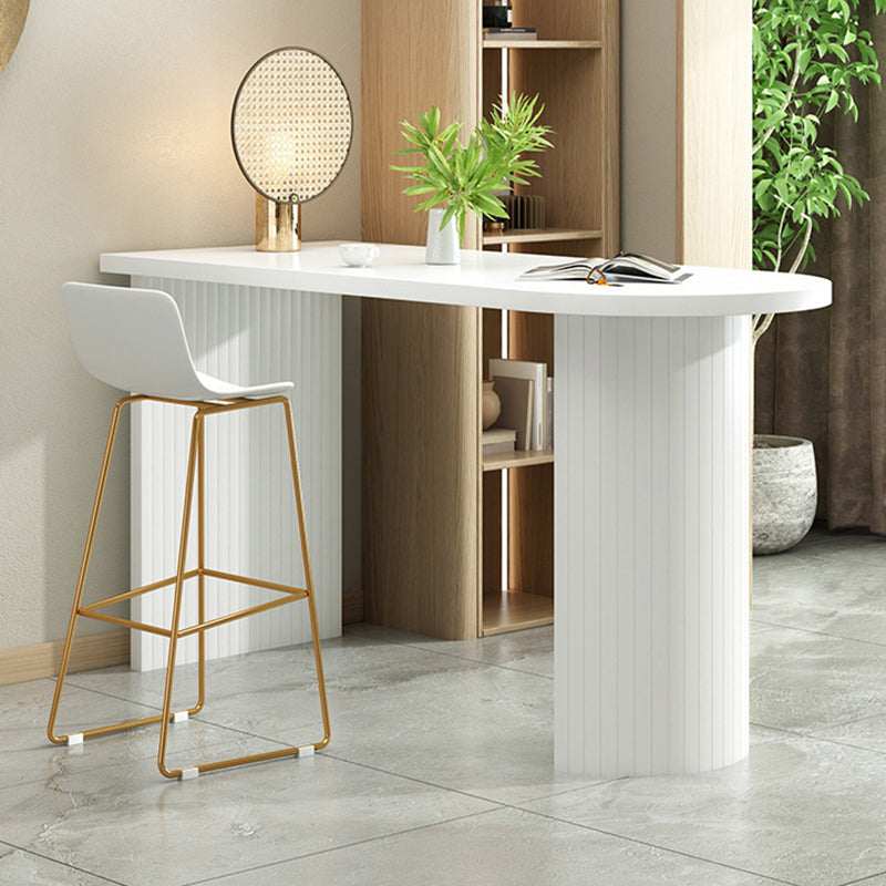Modern White Bar Height Table Specialty Bar Wine Table with Double Pedestal