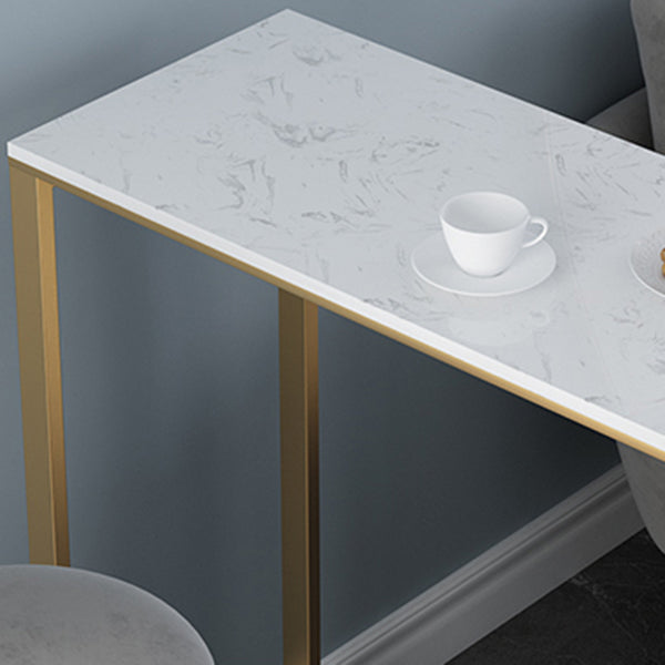 Rectangle Pub Table Bar Height Glam Bar Table with Stone Top