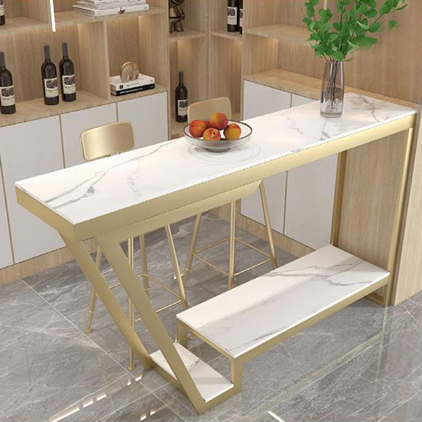 Sintered Stone Top Bar Table Industrial Rectangle Bistro Bar Height Cocktail Table