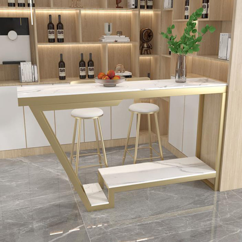 Sintered Stone Top Bar Table Industrial Rectangle Bistro Bar Height Cocktail Table