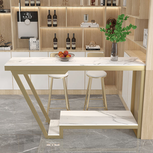 Sintered Stone Top Bar Table Industrial Rectangle Bistro Bar Height Cocktail Table