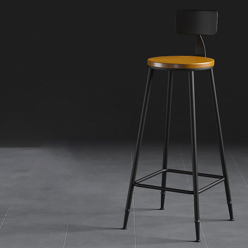 Industrial Metal Armless Bar Stool Wooden Round Bar Chair with Footrest