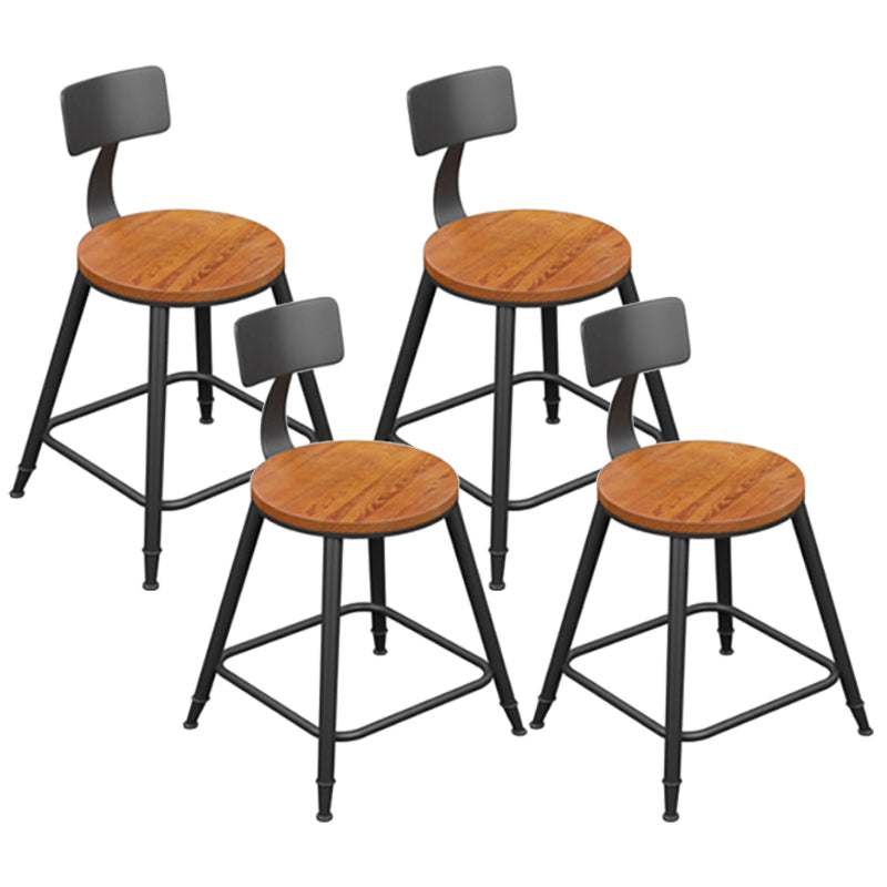 Industrial Metal Armless Bar Stool Wooden Round Bar Chair with Footrest
