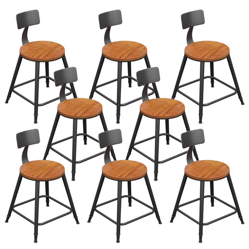 Industrial Metal Armless Bar Stool Wooden Round Bar Chair with Footrest