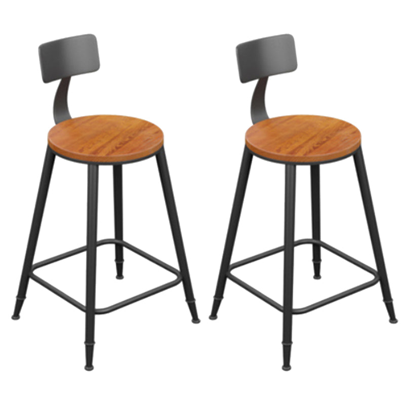Industrial Metal Armless Bar Stool Wooden Round Bar Chair with Footrest