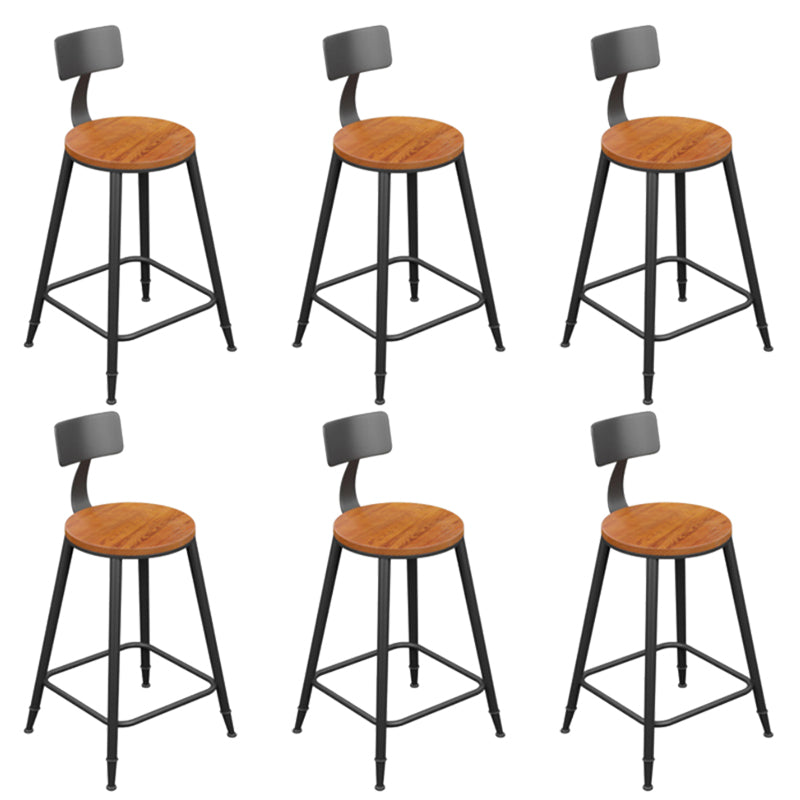 Industrial Metal Armless Bar Stool Wooden Round Bar Chair with Footrest
