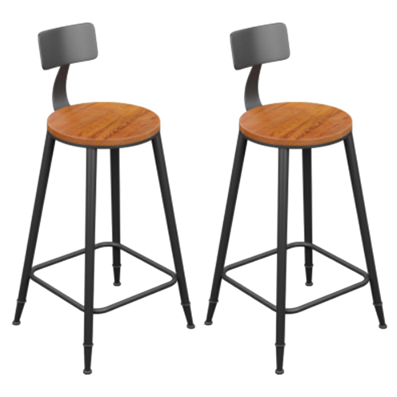 Industrial Metal Armless Bar Stool Wooden Round Bar Chair with Footrest