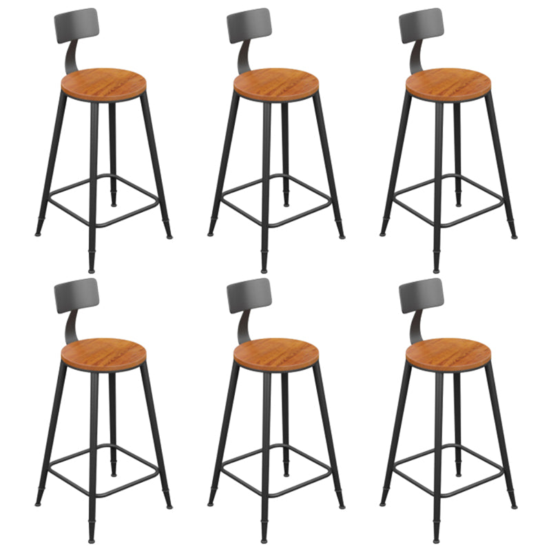 Industrial Metal Armless Bar Stool Wooden Round Bar Chair with Footrest