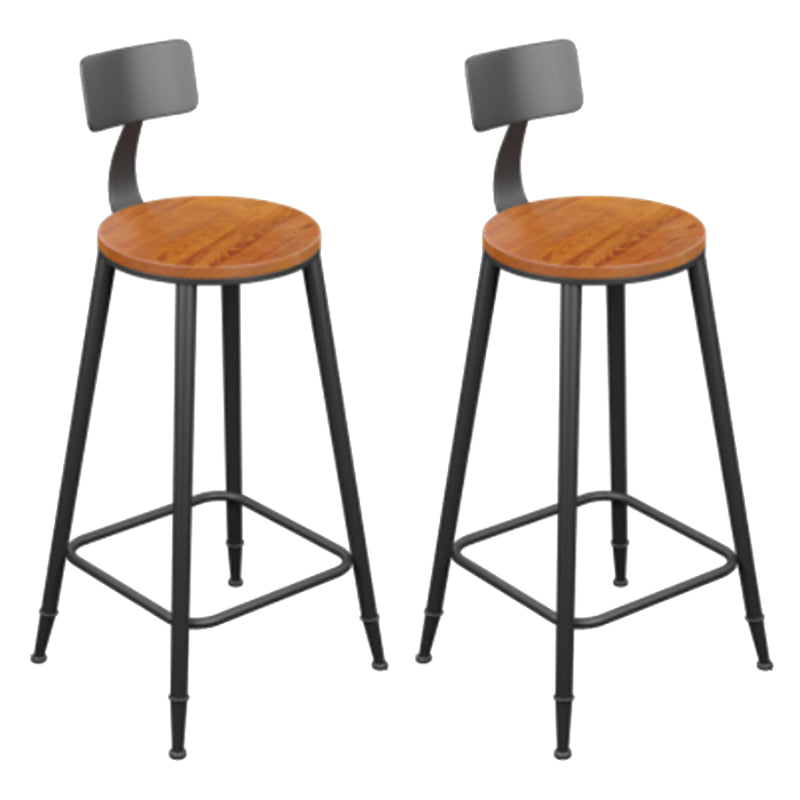 Industrial Metal Armless Bar Stool Wooden Round Bar Chair with Footrest