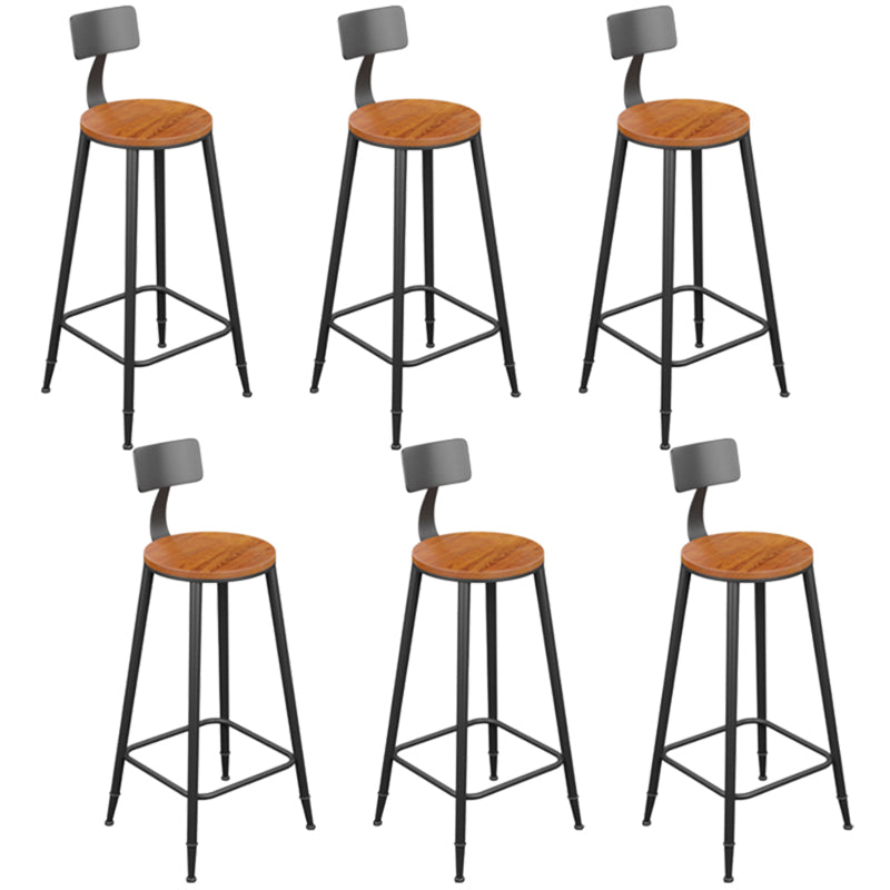 Industrial Metal Armless Bar Stool Wooden Round Bar Chair with Footrest