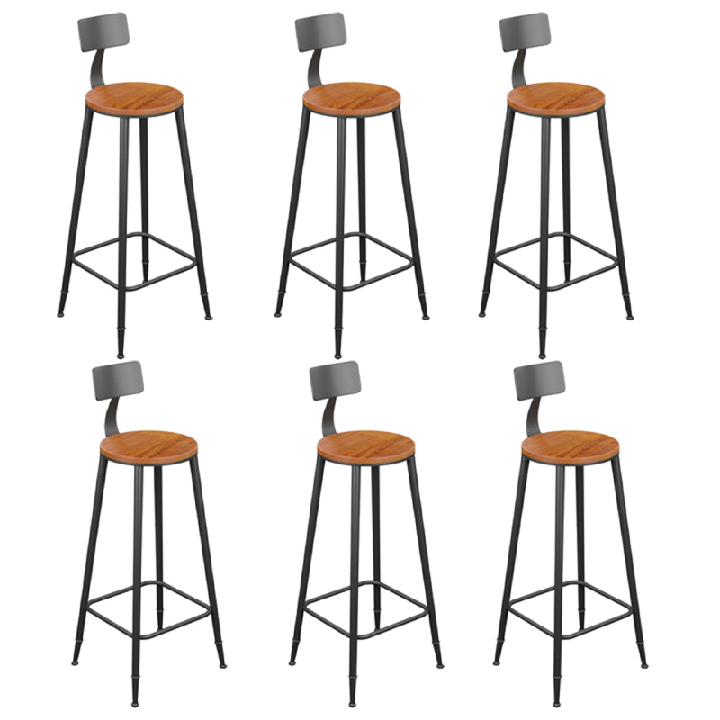 Industrial Metal Armless Bar Stool Wooden Round Bar Chair with Footrest