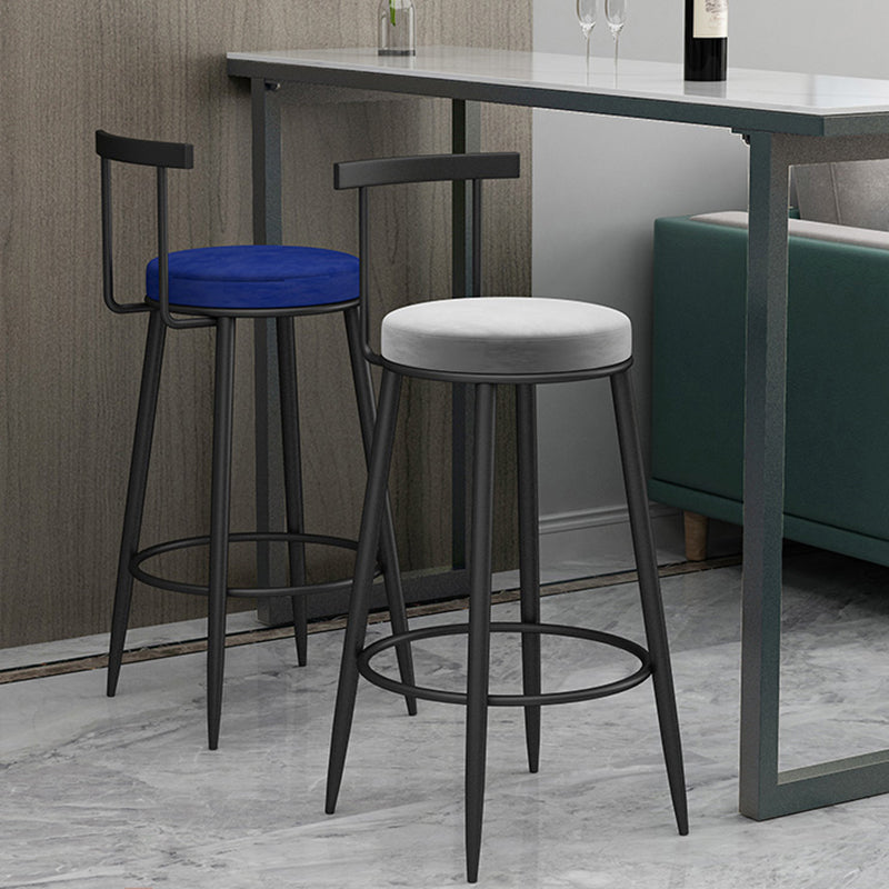 Round Seat Upholstered Counter Stool Industrial Armless Bar Chai