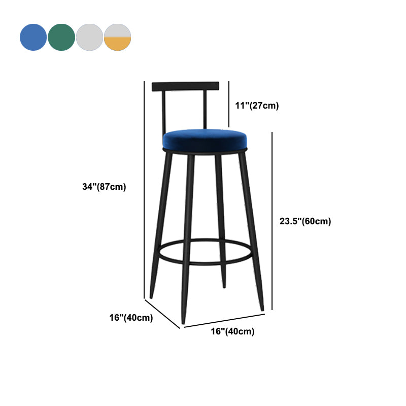 Round Seat Upholstered Counter Stool Industrial Armless Bar Chai