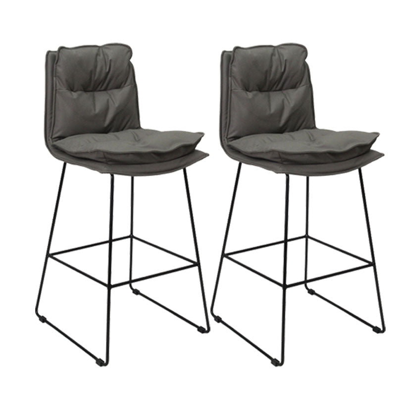 Modern Coffee Shop Footrest Stool Matte Finish Leather Barstool