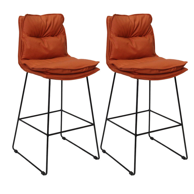 Modern Coffee Shop Footrest Stool Matte Finish Leather Barstool