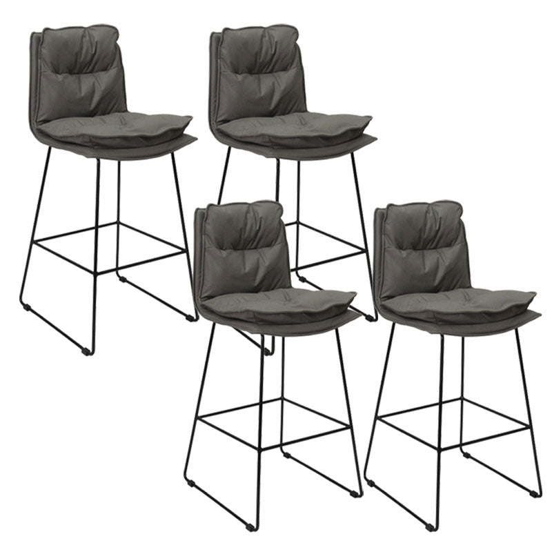 Modern Coffee Shop Footrest Stool Matte Finish Leather Barstool