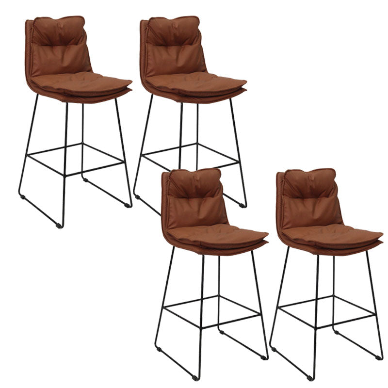 Modern Coffee Shop Footrest Stool Matte Finish Leather Barstool
