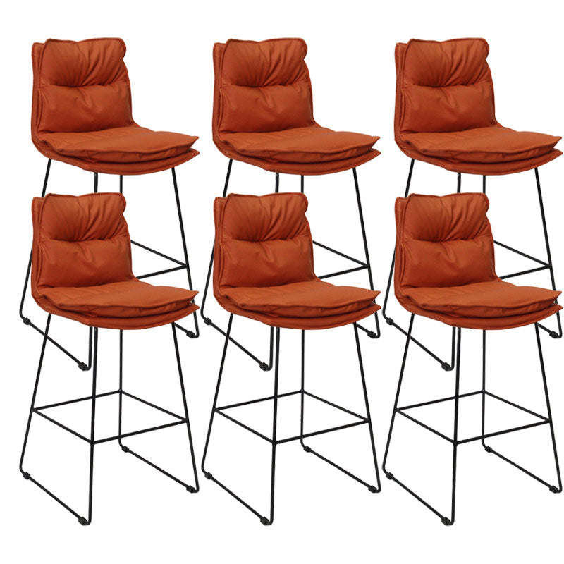 Modern Coffee Shop Footrest Stool Matte Finish Leather Barstool