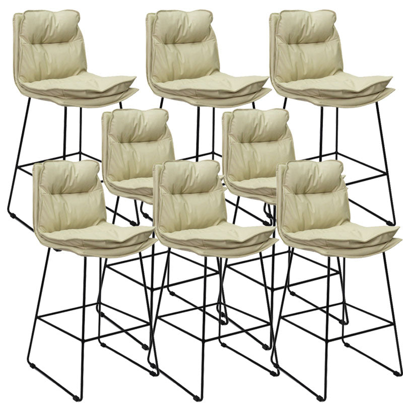 Modern Coffee Shop Footrest Stool Matte Finish Leather Barstool