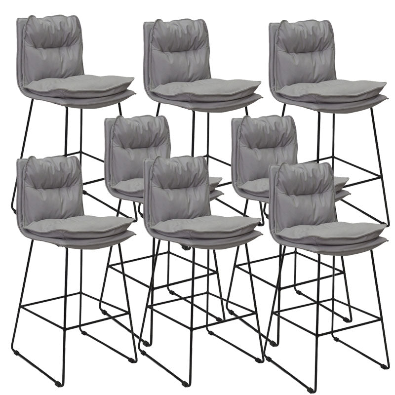 Modern Coffee Shop Footrest Stool Matte Finish Leather Barstool