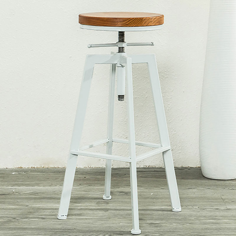 Armless Rotatable Bar Chair Modern Round Seat Bar Stool with Metal Footrest